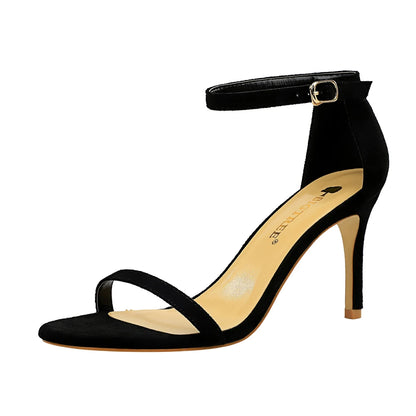 126-A9 European and American Fashion Simple Stiletto High Heel Suede Open Toe Word Sexy Nightclub High Heels Women Sandals