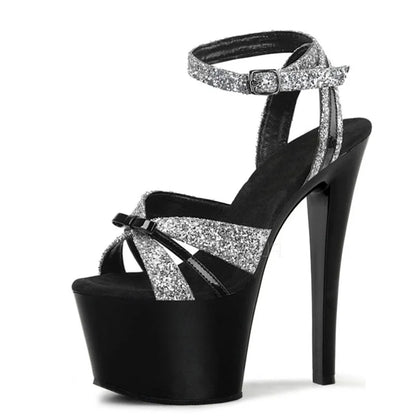 17cm Thin Heel Red Stripper Shoes Nightclub Sexy Platform Pole Dance High Heels Summer Leaky Toe Large Sandals