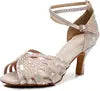 Brown Rhinestone Ballroom Dance Shoes Salsa Sandals Latin Bachata Performance Dancing Shoes