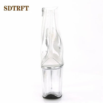 SDTRFT Tacchi a spillo 20 cm Tacchi sottili Stivaletti piattaforme trasparenti scarpe Donna Botas Mujer Décolleté da festa Sandali open toe estivi