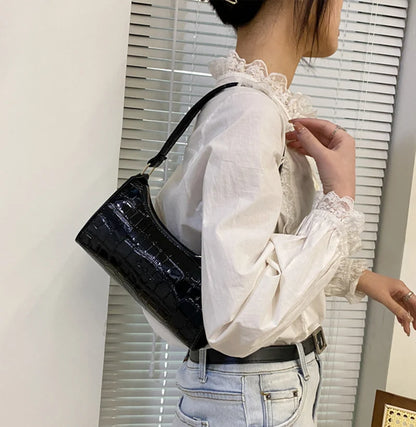 Borse in pelle PU moda per donna Borsa da ascella modello alligatore Borsa da donna piccola borsa a tracolla sotto le ascelle