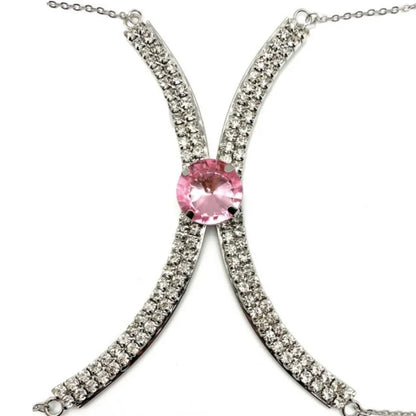 Sexy BodyChain Necklace Elegant Summer Crystal Rhinestone Crossover Waist Belly Chain Bikini Accessories 0762