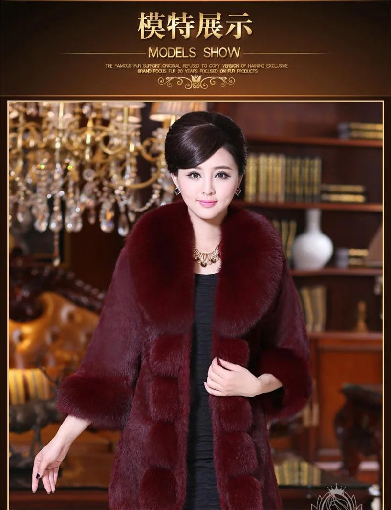 Cappotto Vintage 2026 Nuovo Autunno Inverno da Donna Lunghezza Media in Pile con Collo in Pelliccia Sintetica di Volpe e Visone, Spesso ed Elegante 408