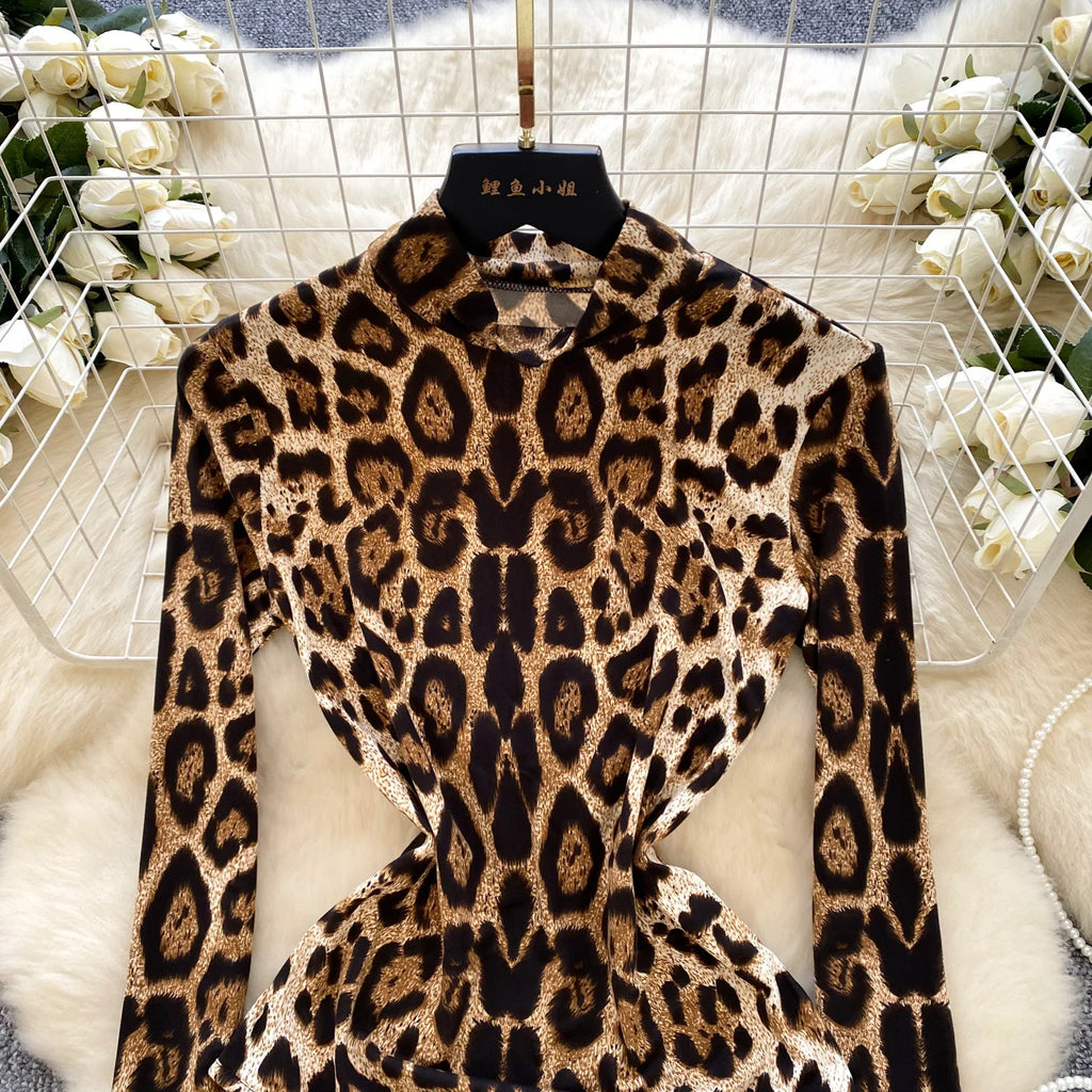 Y2K Rollkragen-Overall schmal geschnitten für Damen, hoher Bund, Leopardenmuster, Spitze, Bodysuit, Damen, sexy Strampler, Großhandel