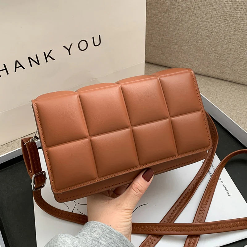 Nuove borse a tracolla moda tinta unita borsa a tracolla da viaggio femminile plaid piccole borse a tracolla in pelle PU per donna