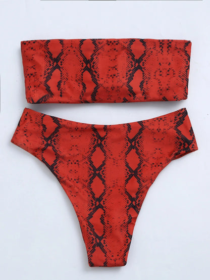 Sexy Bandeau Bikinis Damen Badeanzug Push Up Bademode Print Bikini Set Weibliche Brasilianische Bikinis Strandmode Sommer High Waist Swim