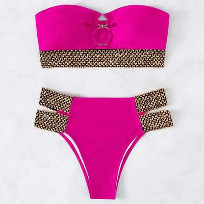 2pcs Sexy Women Summer Swimwear Bikini Set Bra METAL FITTIN G-String Thong Beach Suit Swimsuit Bathing Suit Swimming Suit 2130