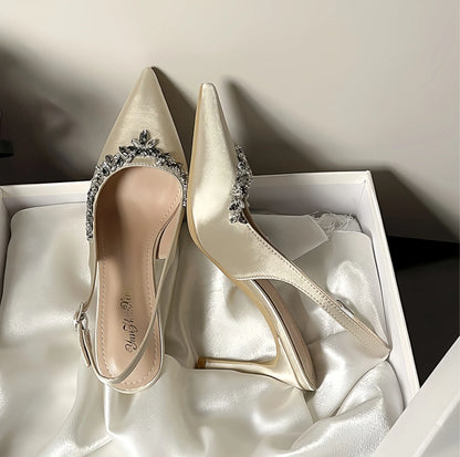 2025 New Factory Price Women's Slingback Shoes Pointed Classic Lai Diamond Sexy Outdoor Wedding Bride Dating High-heeled Sandals
