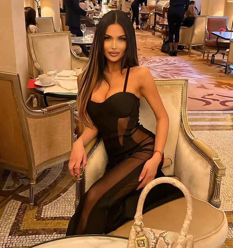 Black Sheer Cut Out Bodycon Maxi Jumpsuit for Women Sexy Formal Evening Party Wedding Birthday Dinner Office Wear Fashion Outfit