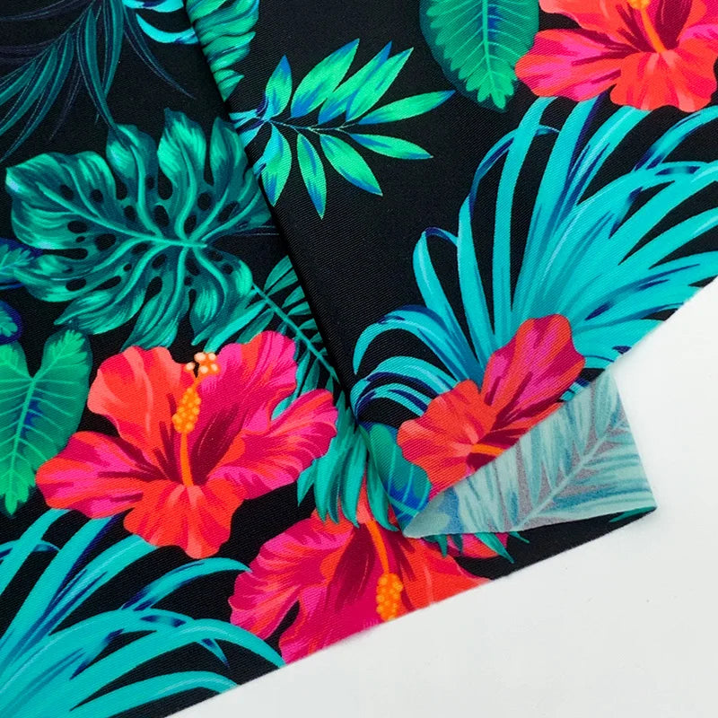 Fabrik Großhandel Textilien Hohe Echtheit Nylon Spandex Stoff Blumenblattmuster Bedruckter Stoff Bikini Bademode für Damen