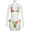 Liu Ming Cheap Wholesale Summer Women Clothes Sexy Beach Backless Halter Colorful Printed Bikini Set