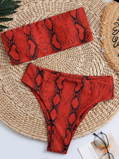 Sexy Bandeau Bikinis Damen Badeanzug Push Up Bademode Print Bikini Set Weibliche Brasilianische Bikinis Strandmode Sommer High Waist Swim