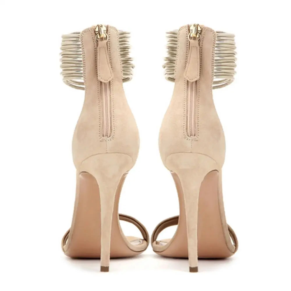Tailingjia Chaussures de luxe d'été à talons zippés et bout ouvert pour femmes