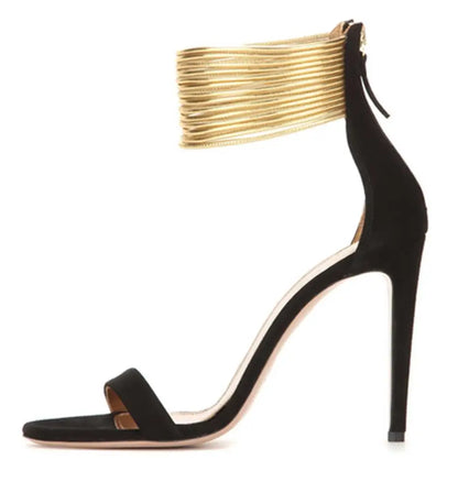 Tailingjia Chaussures de luxe d'été à talons zippés et bout ouvert pour femmes