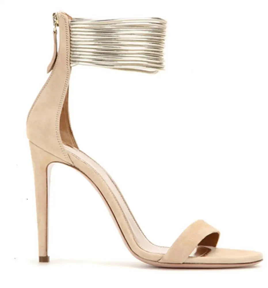Tailingjia Chaussures de luxe d'été à talons zippés et bout ouvert pour femmes