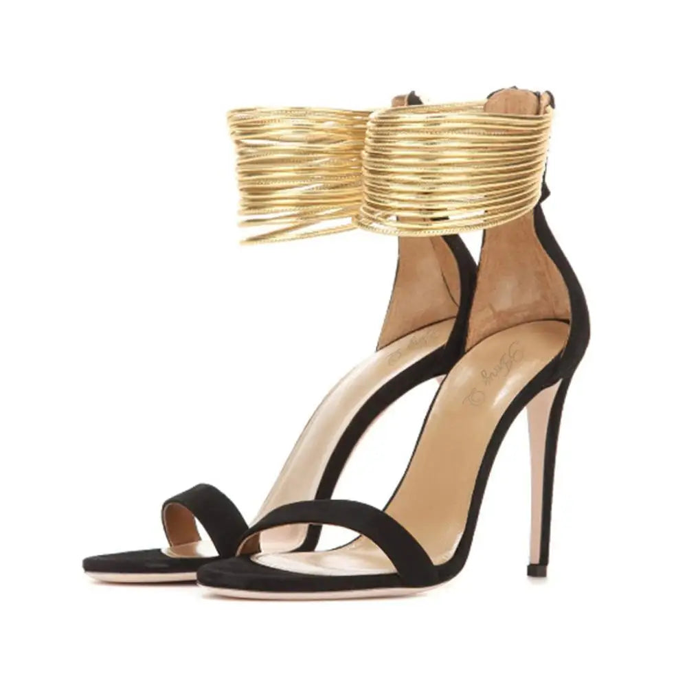 Tailingjia Chaussures de luxe d'été à talons zippés et bout ouvert pour femmes