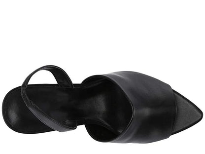Customize Cheap Price Open Toe Black PU Leather High Heels Thin Heel Sandals for Ladies and Women