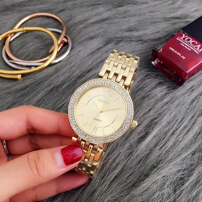 CONTENA Orologi da donna Orologio da donna con strass di moda Orologio da donna in argento di lusso delle migliori marche Orologi da donna Orologio in acciaio pieno reloj mujer