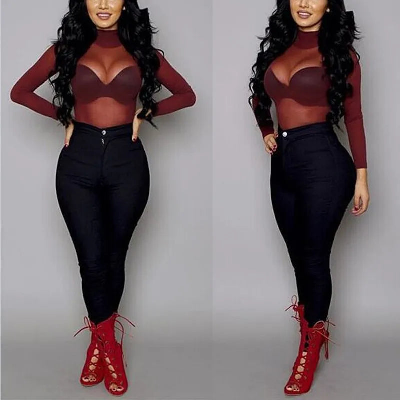 2025 Camicette da donna sexy Vedi attraverso la maglia trasparente con collo alla coreana a maniche lunghe Camicetta trasparente Camicia da donna Top Tee