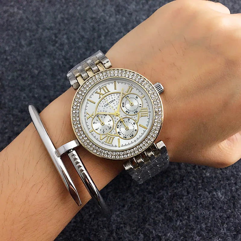 CONTENA di Strass di Lusso delle donne Orologi Da Donna Orologi di Moda Orologio Da Polso In Oro Delle Signore Della Vigilanza Orologio relogio feminino reloj mujer