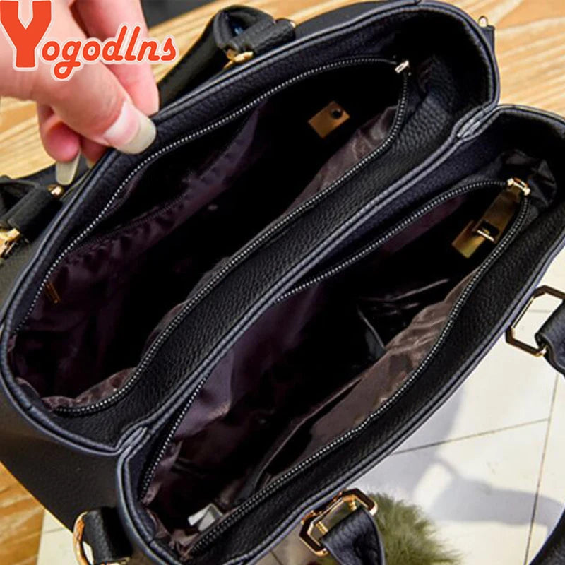 Yogodlns borsa da donna con ciondolo con perline borsa a tracolla in rilievo da donna borsa a tracolla da donna borse con palle di pelo borsa di alta qualità