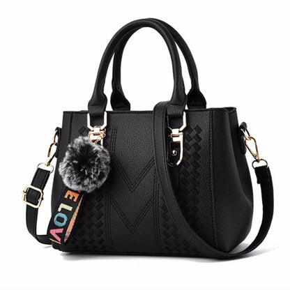 Borse a tracolla ricamate Borse da donna in pelle Borse da donna Sac a Main Borsa a mano con palla per capelli da donna