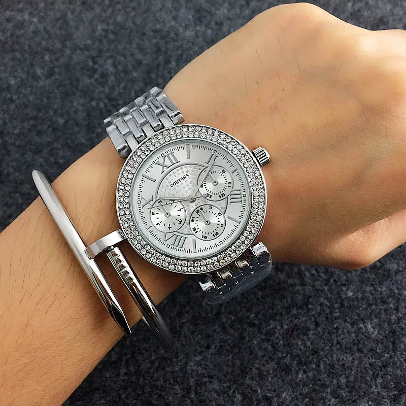 CONTENA di Strass di Lusso delle donne Orologi Da Donna Orologi di Moda Orologio Da Polso In Oro Delle Signore Della Vigilanza Orologio relogio feminino reloj mujer