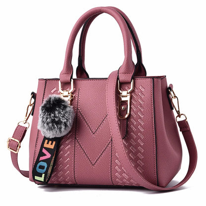 Borse a tracolla ricamate Borse da donna in pelle Borse da donna Sac a Main Borsa a mano con palla per capelli da donna