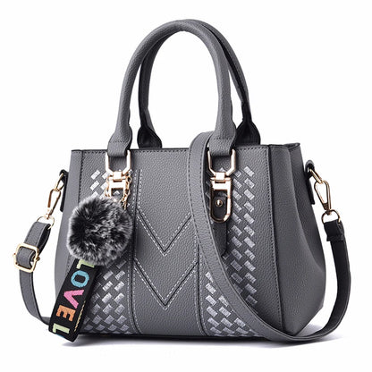 Borse a tracolla ricamate Borse da donna in pelle Borse da donna Sac a Main Borsa a mano con palla per capelli da donna