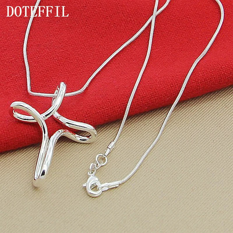DOTEFFIL Collana con ciondolo croce in argento sterling 925 Catena a serpente da 16-30 pollici per gioielli di fidanzamento di nozze di moda donna