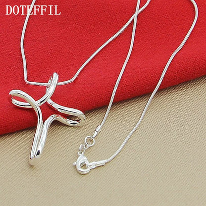 DOTEFFIL Collana con ciondolo croce in argento sterling 925 Catena a serpente da 16-30 pollici per gioielli di fidanzamento di nozze di moda donna