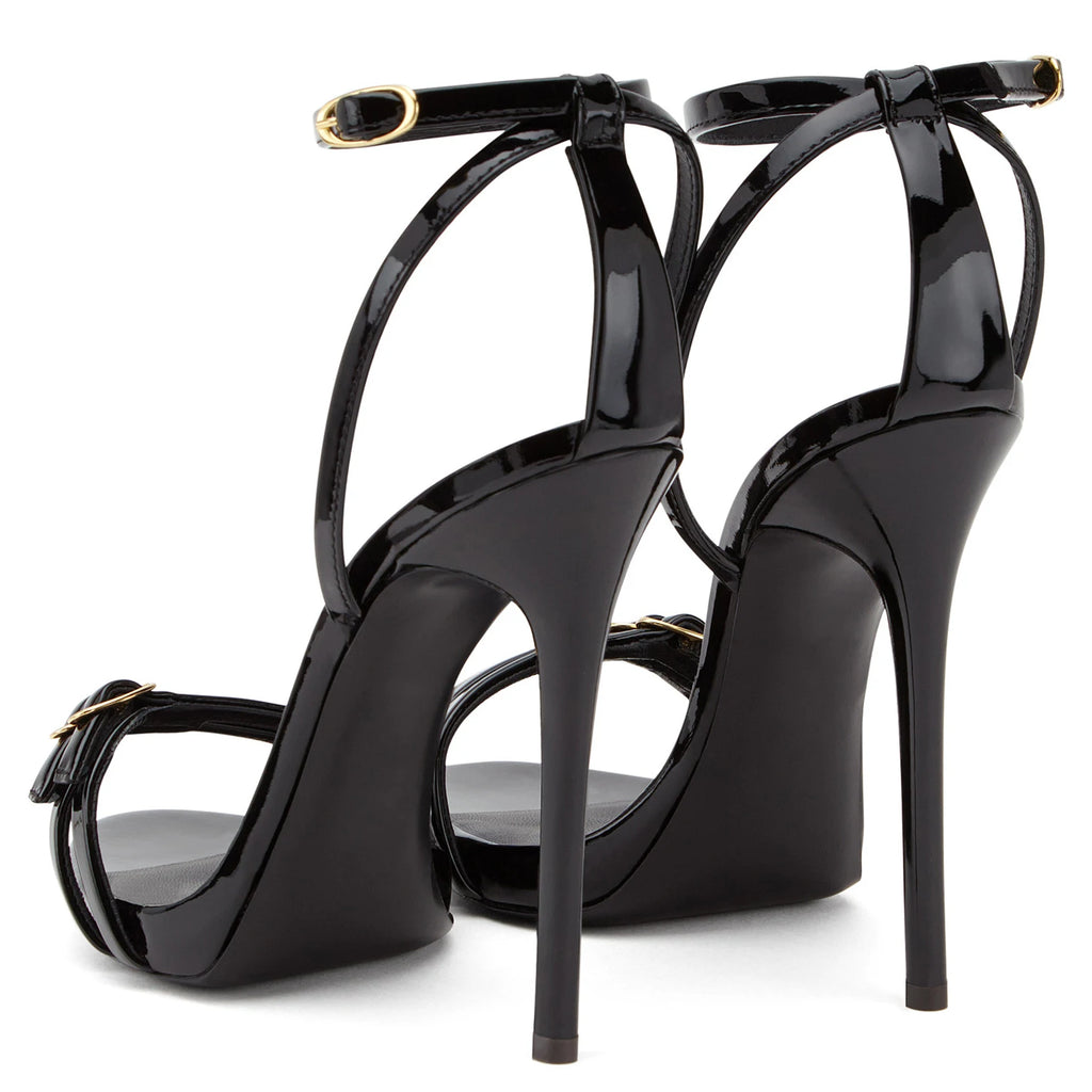 Evening Dress Heels Sexy Ladies Party Stiletto Shoes Big Size 2018 Women Black Patent Leather Strappy High Heel Platform Sandals