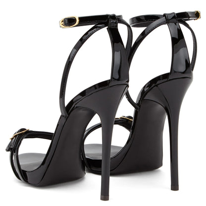 Evening Dress Heels Sexy Ladies Party Stiletto Shoes Big Size 2018 Women Black Patent Leather Strappy High Heel Platform Sandals
