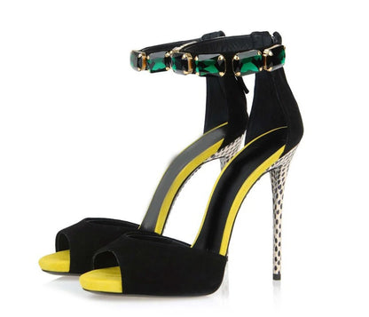 Fashion Elegant Women Crystal Rhinestone High Heel Ladies Quality Party Wear Shoes Sandals