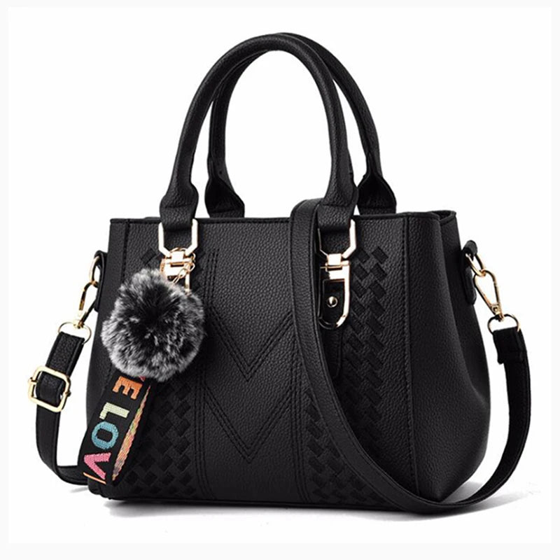 Borse a tracolla ricamate Borse da donna in pelle Borse da donna Sac a Main Borsa a mano con palla per capelli da donna