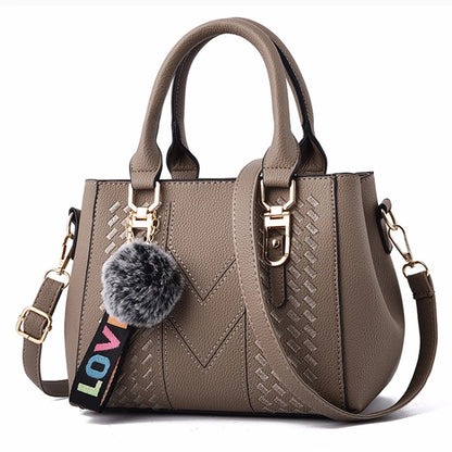 Borse a tracolla ricamate Borse da donna in pelle Borse da donna Sac a Main Borsa a mano con palla per capelli da donna