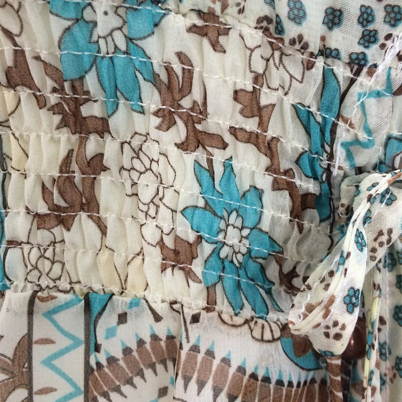 TEELYNN boho abito lungo Vintage 2023 stampa floreale Chiffon manica a tre quarti scollo a v estate Gypsy Hippie abiti da donna vestidos