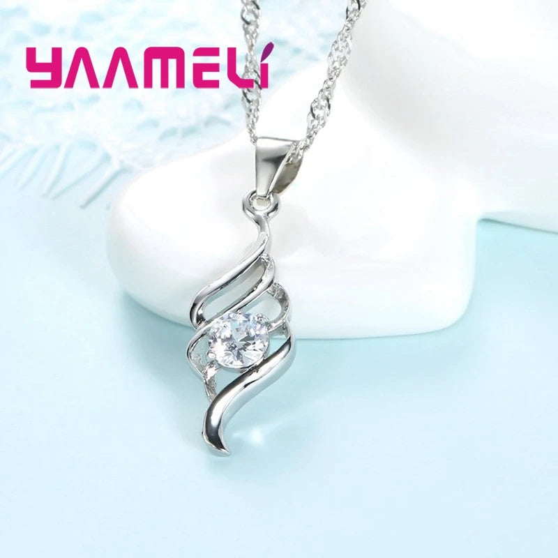 Ensembles de bijoux pour femmes Breloques en argent sterling 925 Collier pendentif Boucles d'oreilles créoles Mode classique Collares Cadeau de mariage