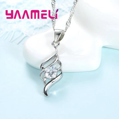Ensembles de bijoux pour femmes Breloques en argent sterling 925 Collier pendentif Boucles d'oreilles créoles Mode classique Collares Cadeau de mariage