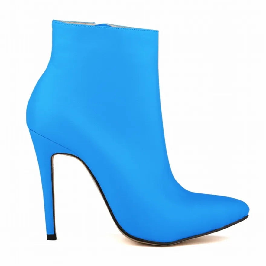 Top Leather Boots 2025 Autumn Women Shoes Fashion High Heels Zipper Breathable Short Boots Pointed Ladies Sexy Party Boots Black