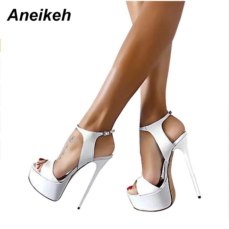 Aneikeh Vendite Calde 2026 Stile Estivo Sexy 16 Centimetri Sandali Delle Donne Tacchi Alti Open Toe Fibbie Discoteca Partito Scarpe Nero Grande Formato 15