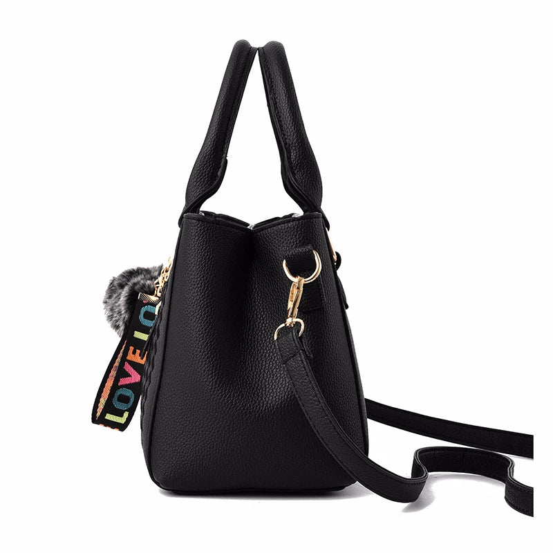 Borse a tracolla ricamate Borse da donna in pelle Borse da donna Sac a Main Borsa a mano con palla per capelli da donna