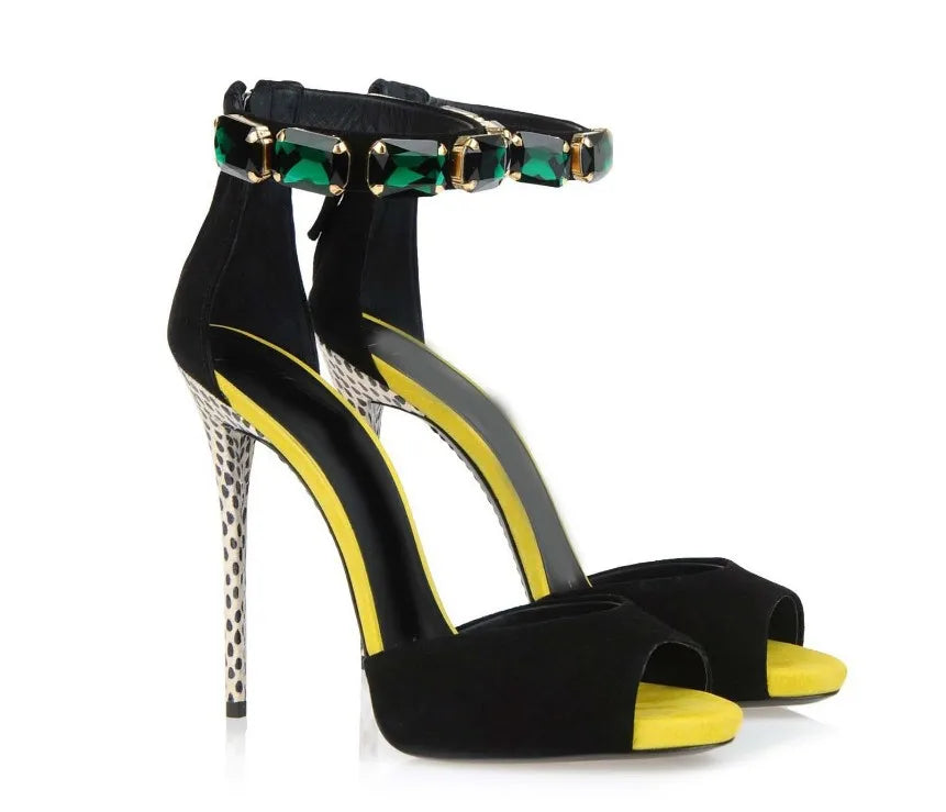 Fashion Elegant Women Crystal Rhinestone High Heel Ladies Quality Party Wear Shoes Sandals