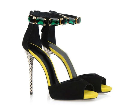 Fashion Elegant Women Crystal Rhinestone High Heel Ladies Quality Party Wear Shoes Sandals