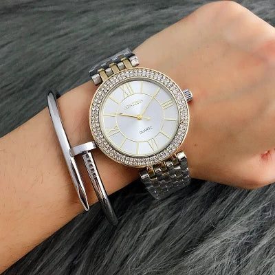 CONTENA Orologi da donna Orologio da donna con strass di moda Orologio da donna in argento di lusso delle migliori marche Orologi da donna Orologio in acciaio pieno reloj mujer