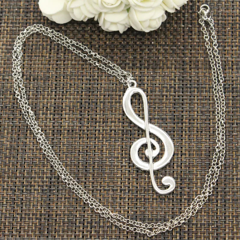 New Fashion Musical Note Pendenti Con Gemme E Perle Catena Trasversale Rotonda Corto Lungo Delle Donne Degli Uomini FAI DA TE In Argento Collana di Colore Dei Monili del Regalo