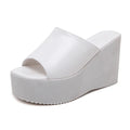Gdgydh Damen Slip-On Sommer Keilsandalen Plateau High Heels Mode Offene Spitze Freizeit Damenschuhe Bequemer Aktionsverkauf