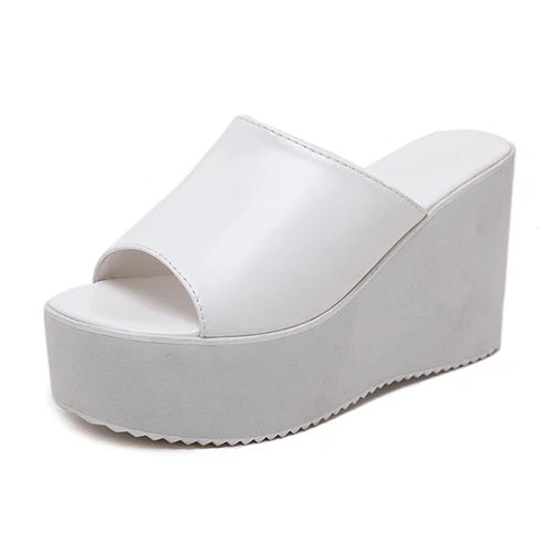 Gdgydh Damen Slip-On Sommer Keilsandalen Plateau High Heels Mode Offene Spitze Freizeit Damenschuhe Bequemer Aktionsverkauf