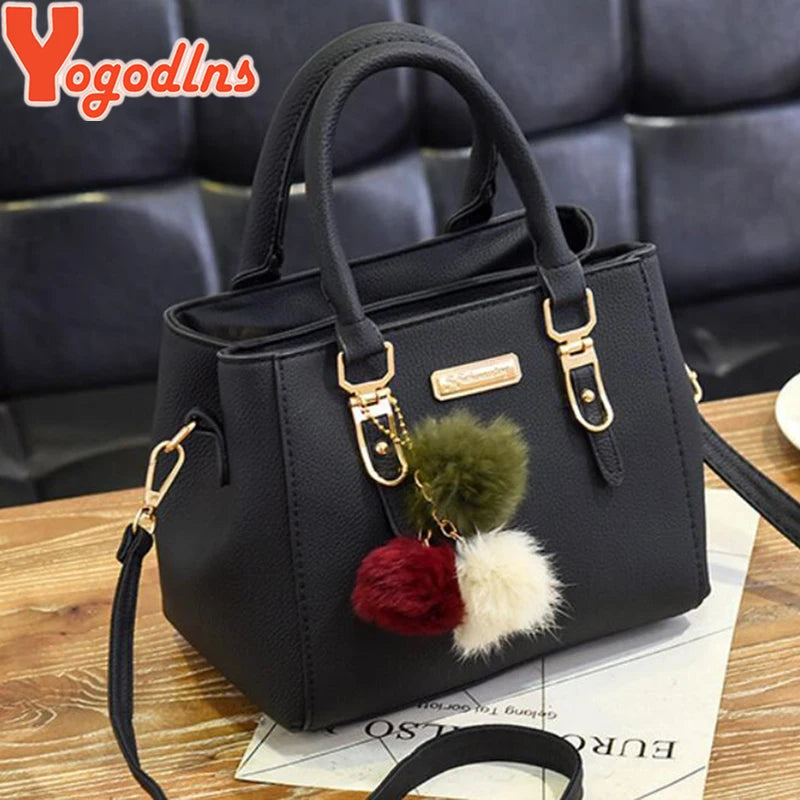 Yogodlns borsa da donna con ciondolo con perline borsa a tracolla in rilievo da donna borsa a tracolla da donna borse con palle di pelo borsa di alta qualità