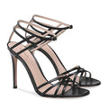 Schicke schwarze High Heels für Damen mit Riemchen-Sandalen in Gelb